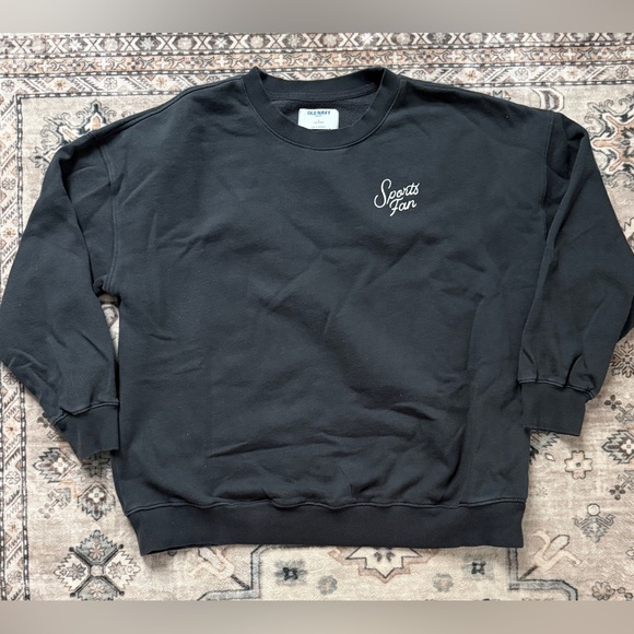 Old Navy Women’s Oversized "Sports Fan" Embroidered Crewneck - Navy - Size Small - Picture 2 of 4